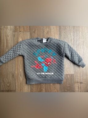 Marvel Gray Kids Spider-Man Quilted Sweatshirt with Red and Blue Graphic